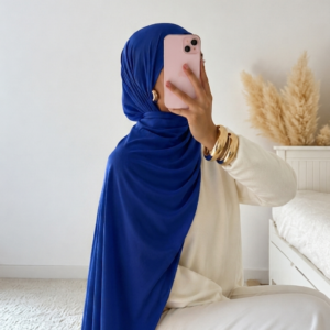 Hijab jersey premium bleu électrique