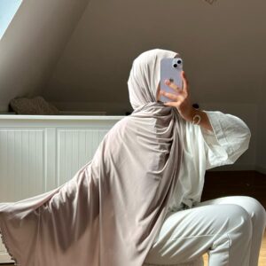 Jersey premium froufrou beige rosé